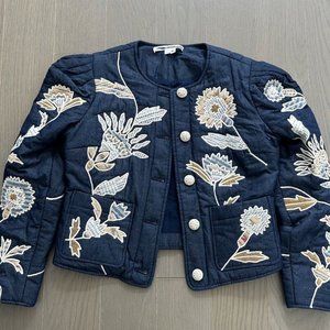 ISO Veronica Beard Embroidered Denim Jacket Size Medium